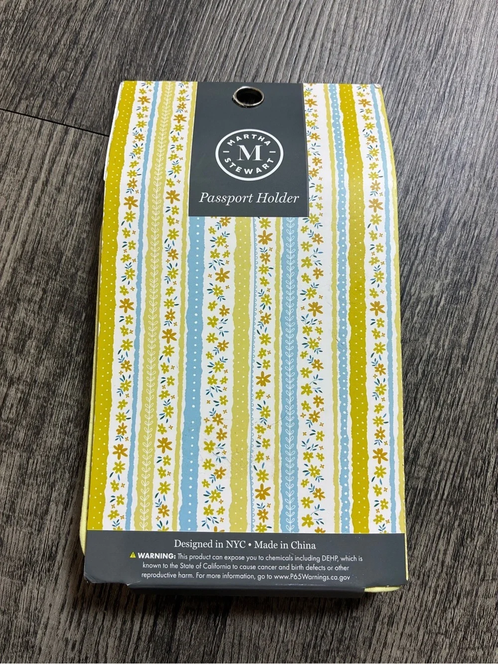 MARTHA STEWART Passport Holder Yellow Travel Wallet Air Tag Card Slots